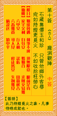 观音灵签第十签  观音灵签解签10